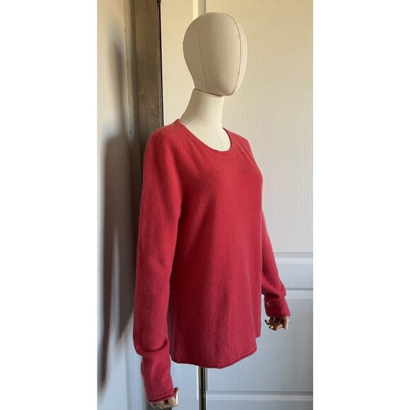 Prive Cashmere Sweater Red Knit Long Sleeve Crew Neck Pullover Sweater Sz Large - Picture 4 of 13